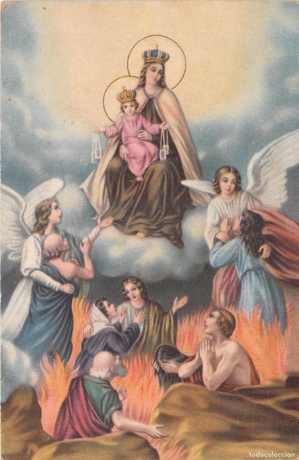 Postales: Postal Virgen del Carmen Salvando &Aacute;nimas del Purgatorio