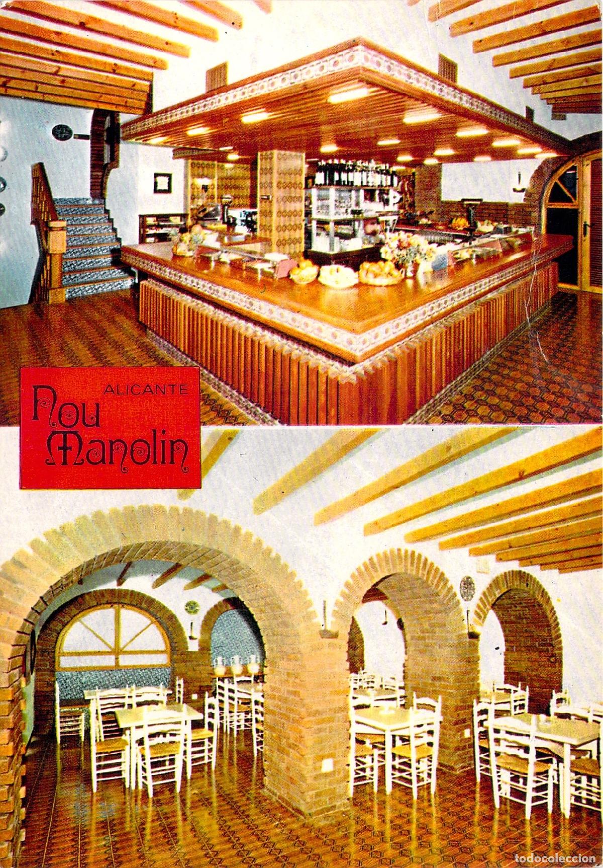 Cartoline: Postal Restaurante Nou Manolin Alicante Interior del Snack-Bar