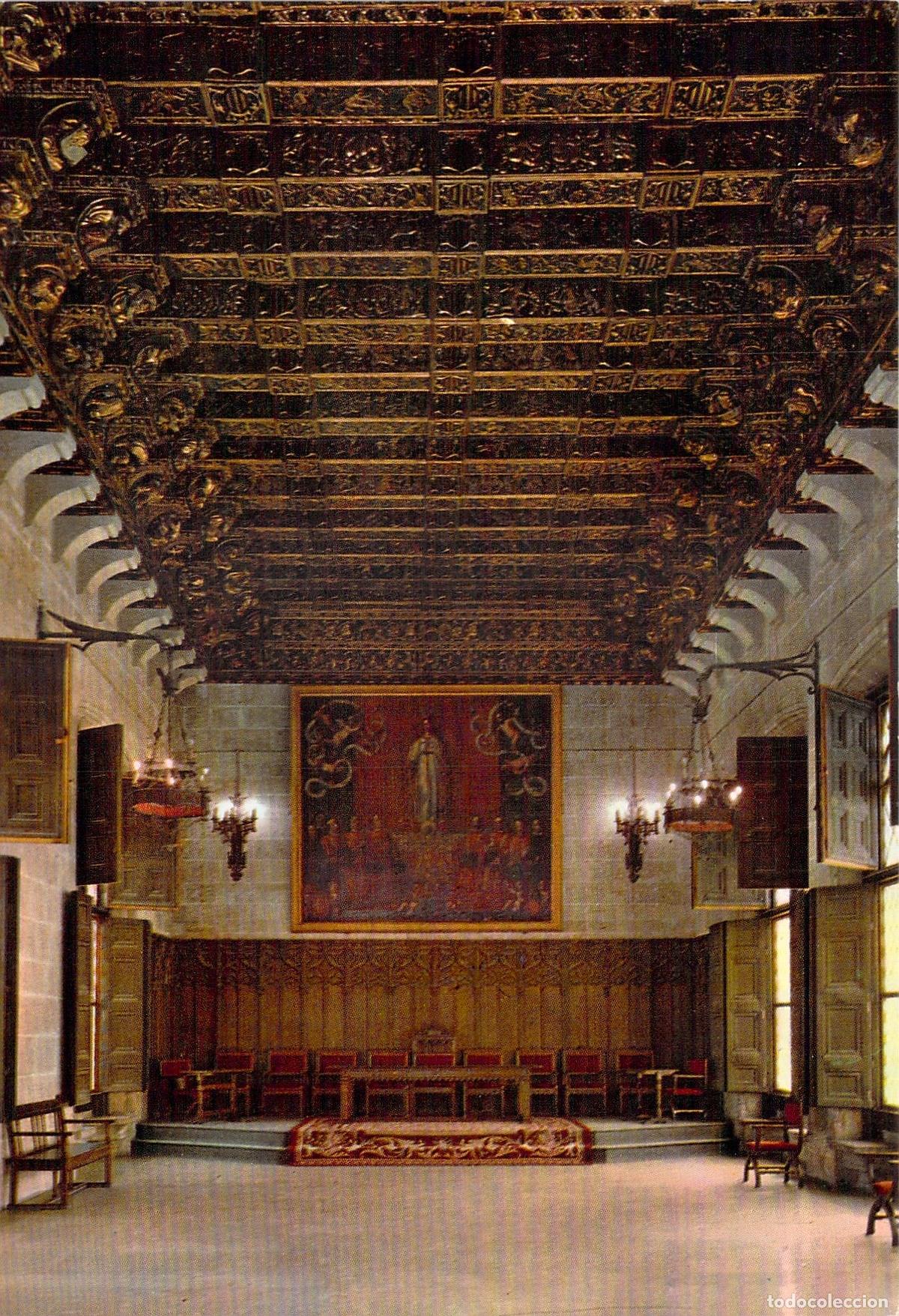 Postales: Postal de Valencia: El Sal&oacute;n Dorado de la Lonja de la Seda