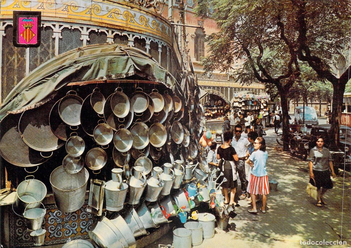 Postales: Postal de Valencia - Puesto de Mercado con Utensilios