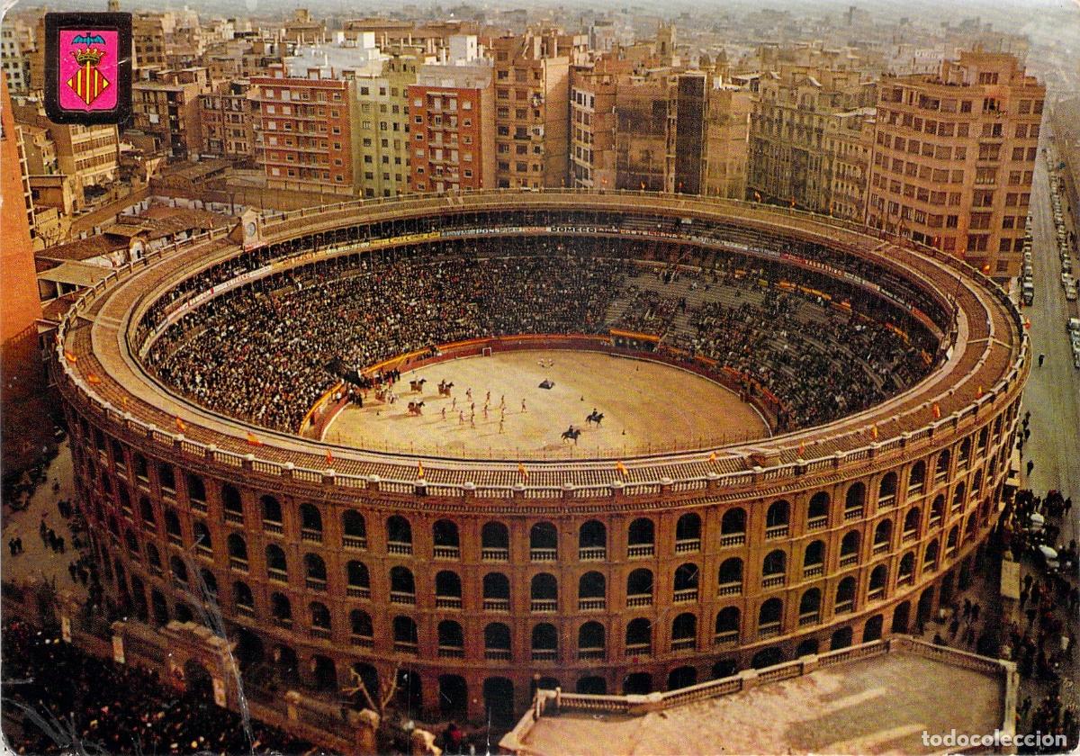 Postales: Postal Plaza de Toros de Valencia Vista A&eacute;rea Escudo de Oro