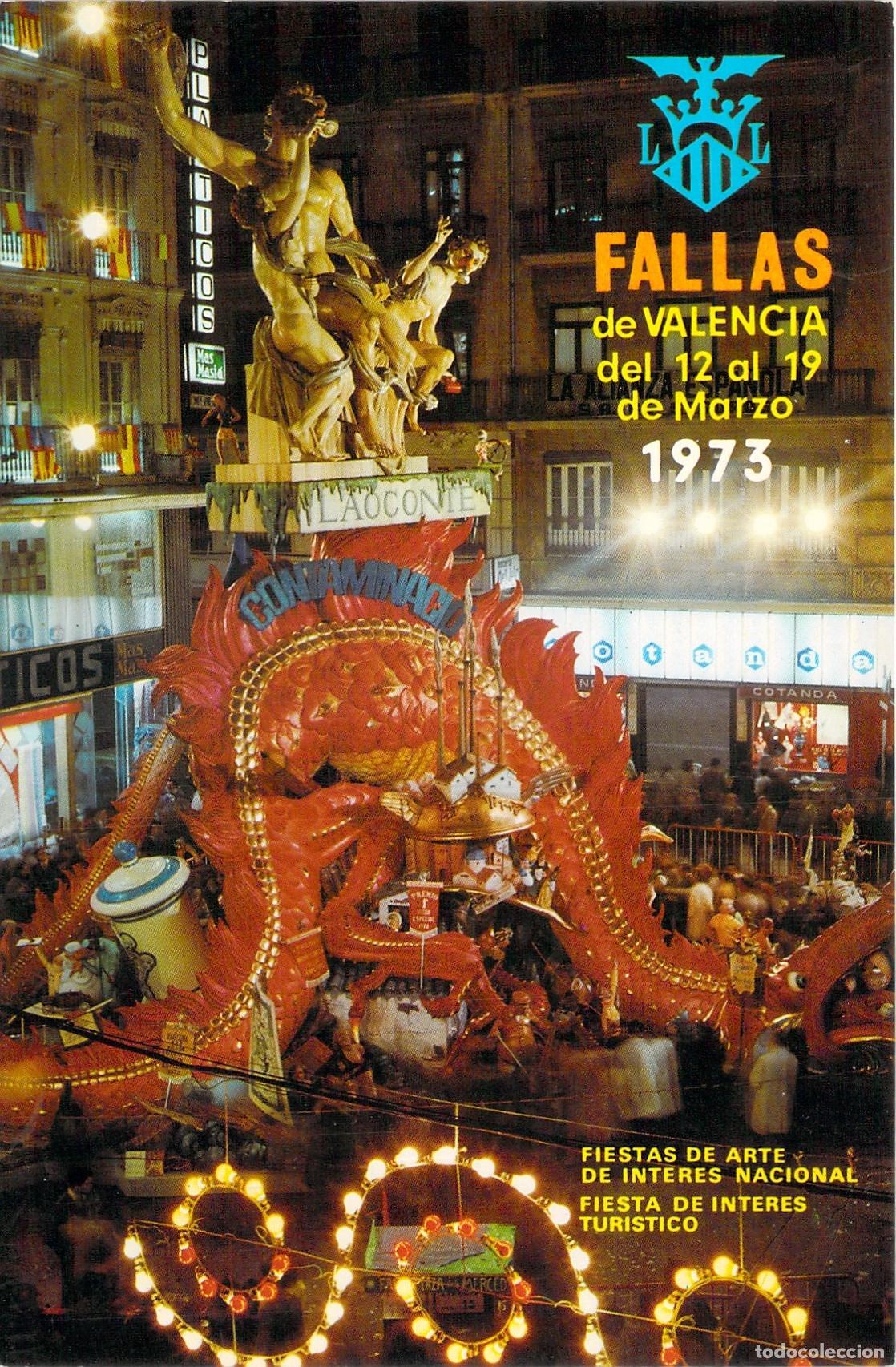 Postales: Postal Fallas de Valencia Monumento de Salvador Deb&oacute;n 1973