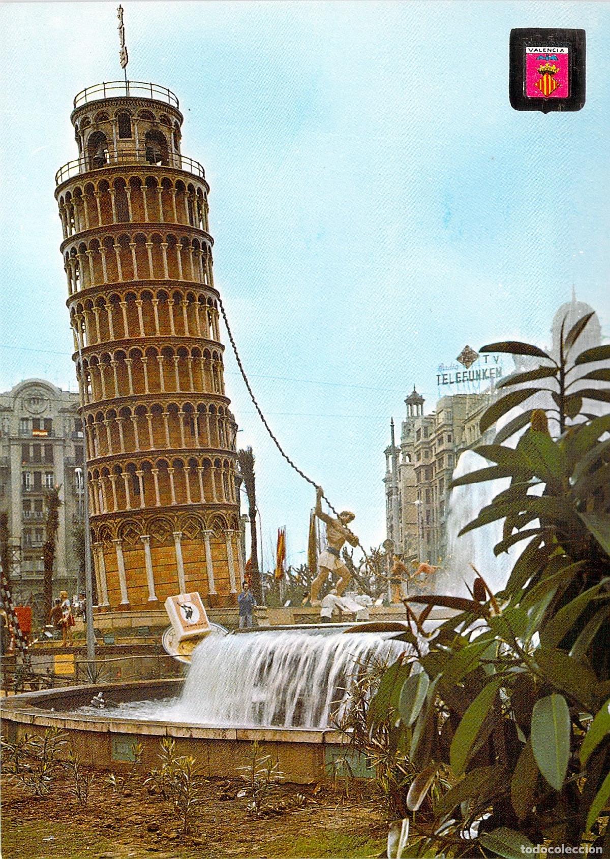 Postales: Postal de Valencia: Plaza del Caudillo en Fallas