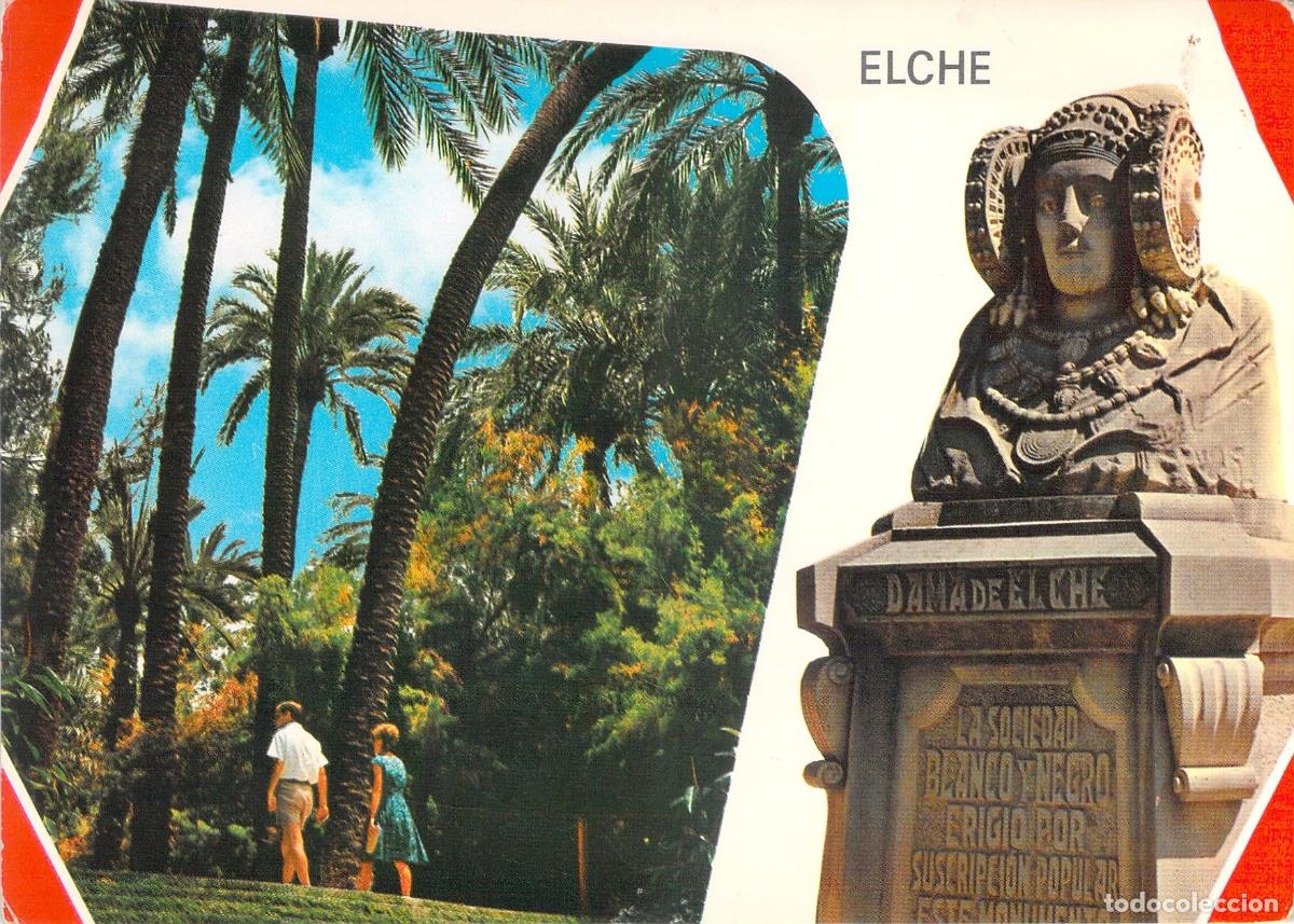 Postais: Postal Elche Escalinata del Parque y Monumento a la Dama de Elche