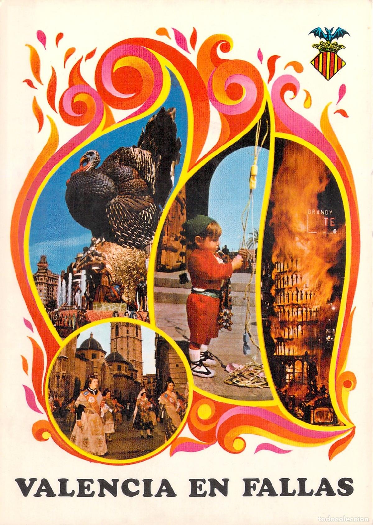 Postales: Postal de Valencia en Fallas con Escenas T&iacute;picas y Crem&aacute; 769