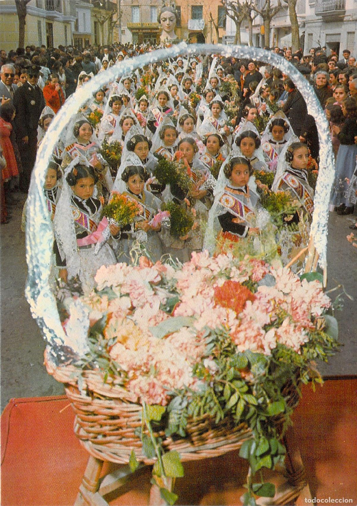 Postales: Postal Valencia T&iacute;pica Ofrenda de Flores con Falleras