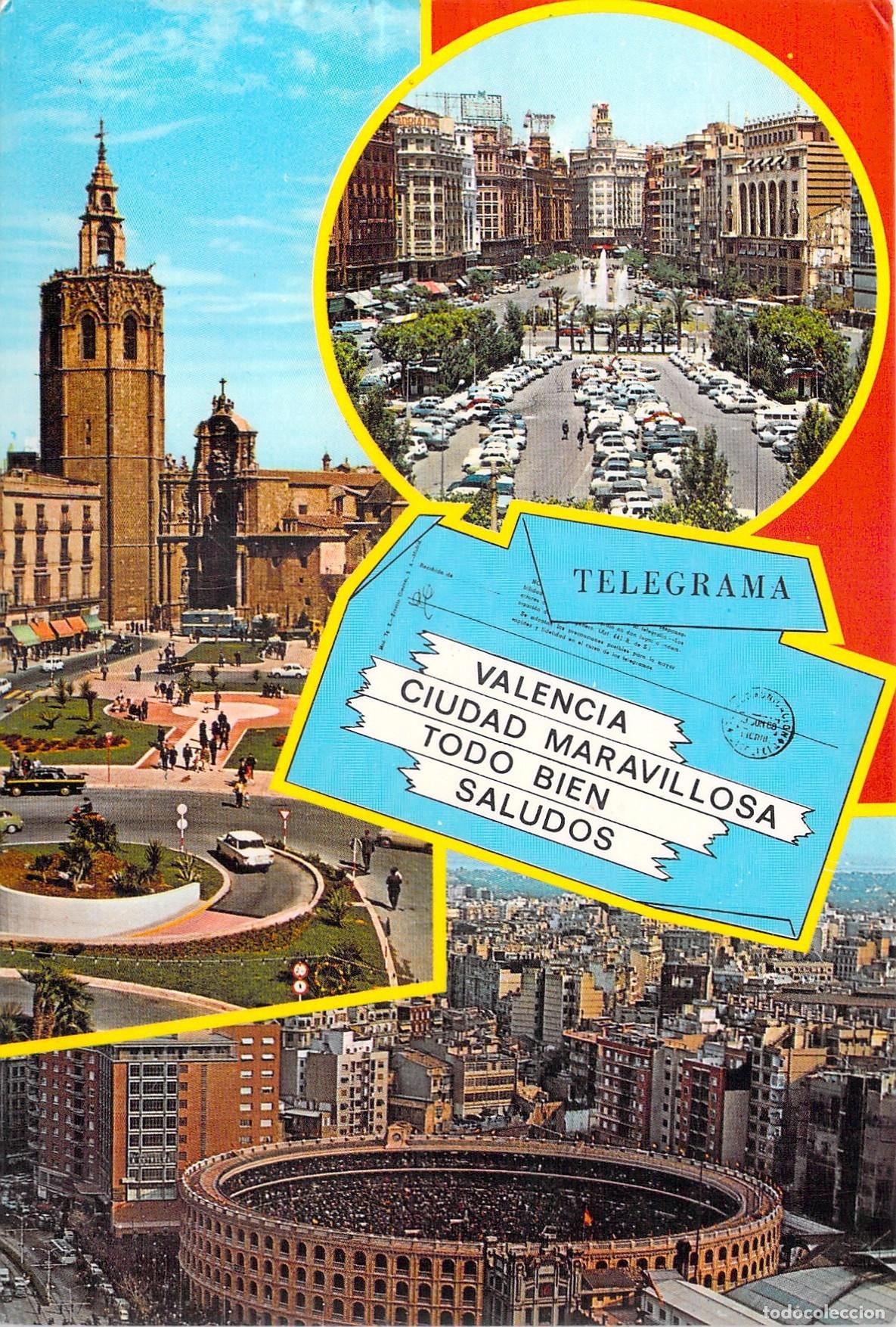 Postales: Postal Valencia Bellezas de la Ciudad y Telegrama