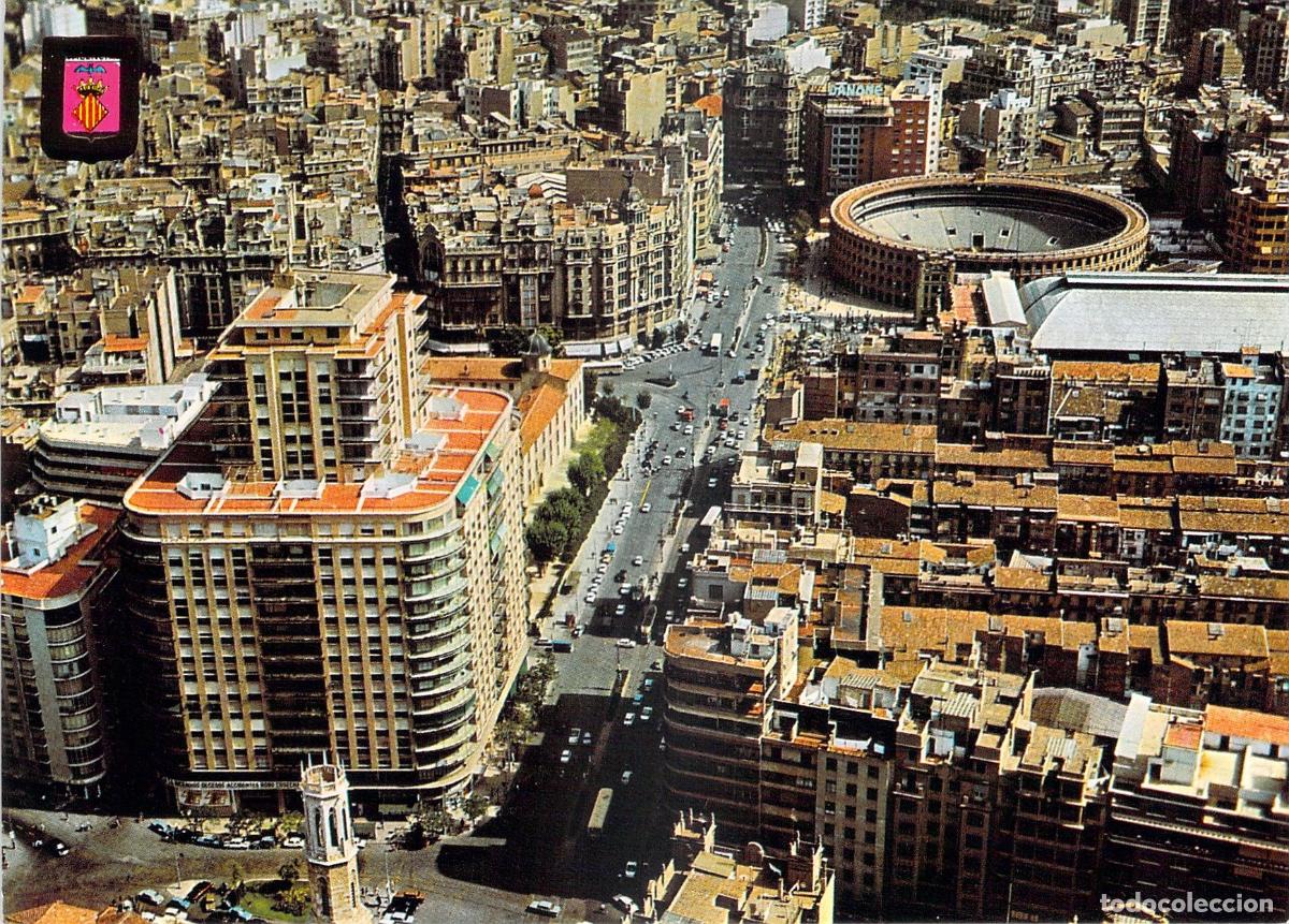 Postales: Postal de la Vista A&eacute;rea de Valencia con Plaza de Toros