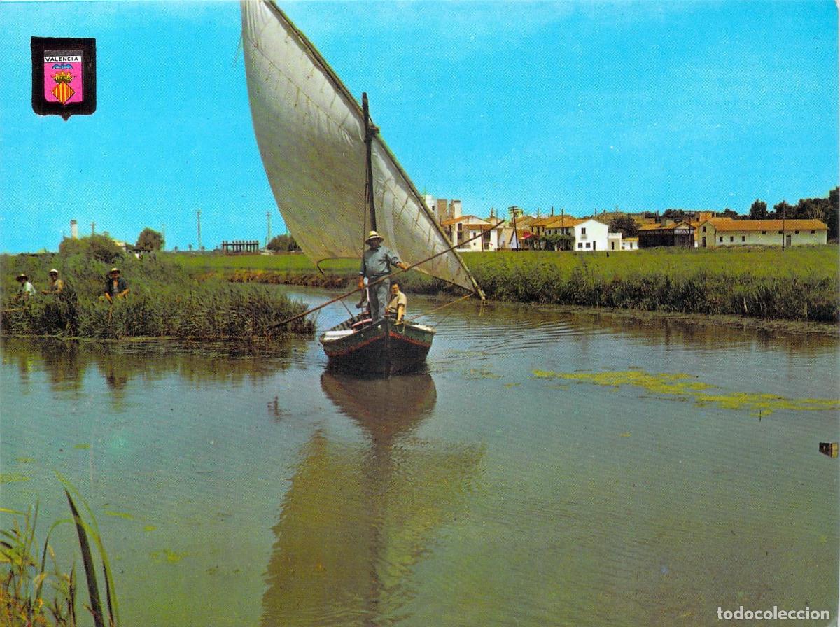 Postales: Postal Valencia Albufera Canales Barco de Vela Latina