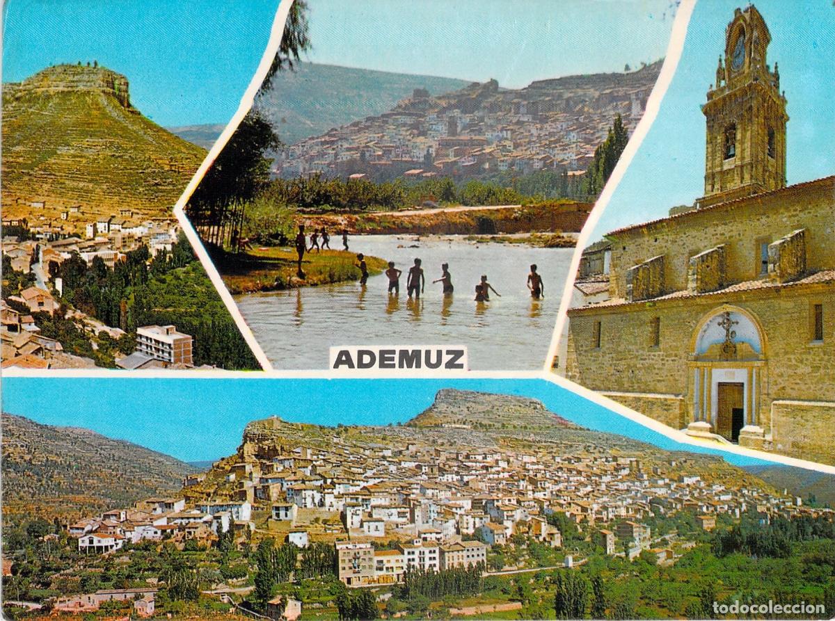 Postales: Postal de Ademuz: Vista Panor&aacute;mica, Iglesia, R&iacute;o Turia y Pico de Castro