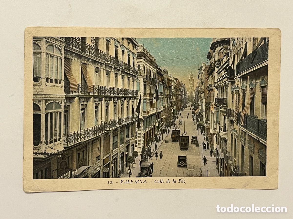 Postales: VALENCIA. Postal iluminada No.12, Calle de la Paz.. Foto L. Roisin (h.1920?) S/C