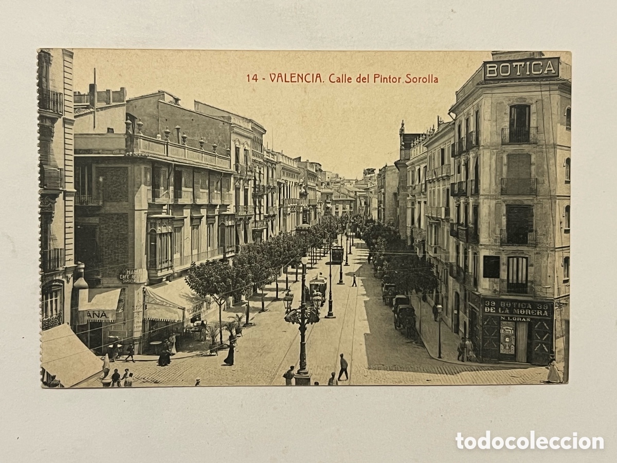 Postales: VALENCIA Postal Animada No.14, Calle del Pintor Sorolla. Edita: Fototipia THOMAS 64 (h.1920?) S/C