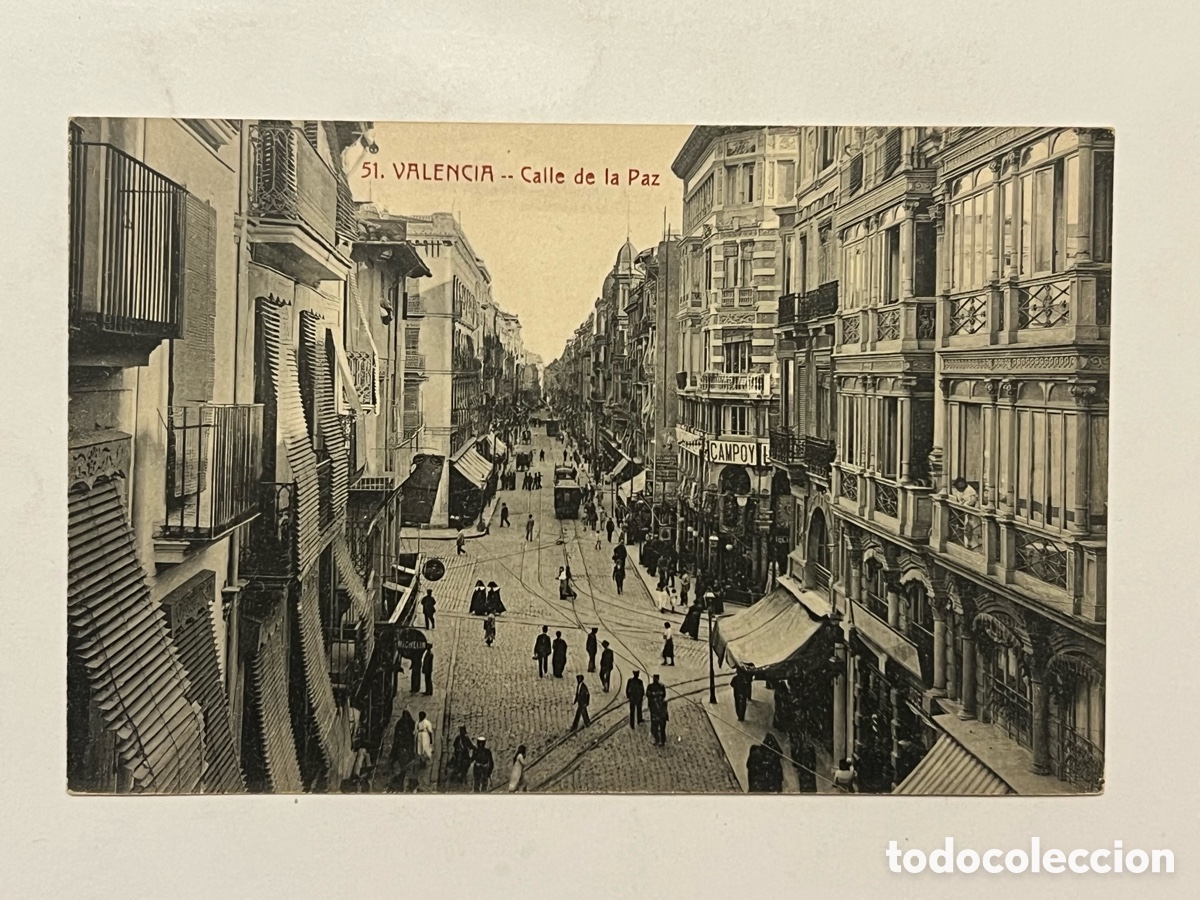 Postales: VALENCIA Postal animada No.51, Calle de la Paz. Casta&ntilde;eira y Alvarez (h.1920?) S/C