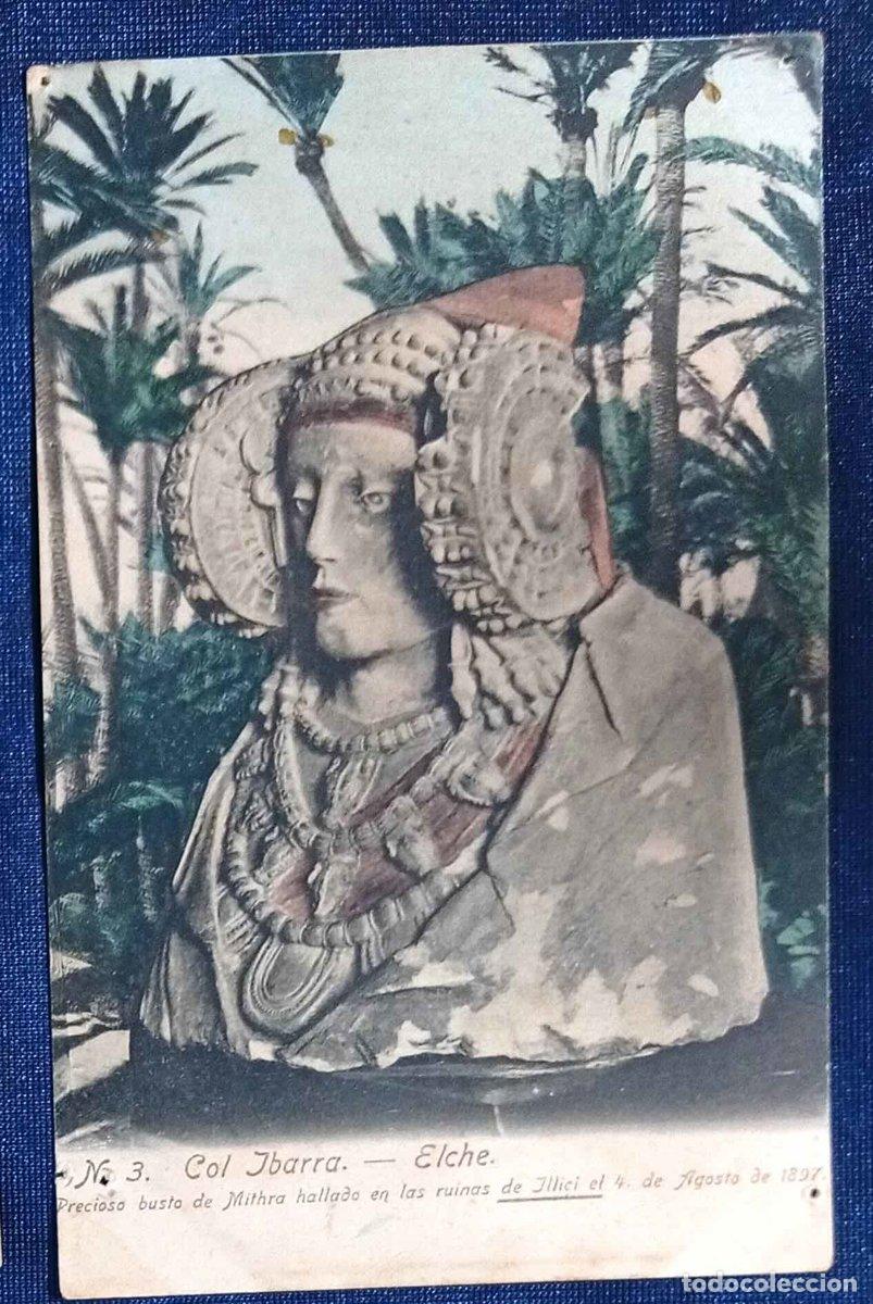 Postales: N&ordm; 3 COL IBARRA. ELCHE. PRECIOSO BUSTO DE MITHRA HALLADO EN LAS RUINAS DE ILICI EL 4 DE AGOSTO DE...
