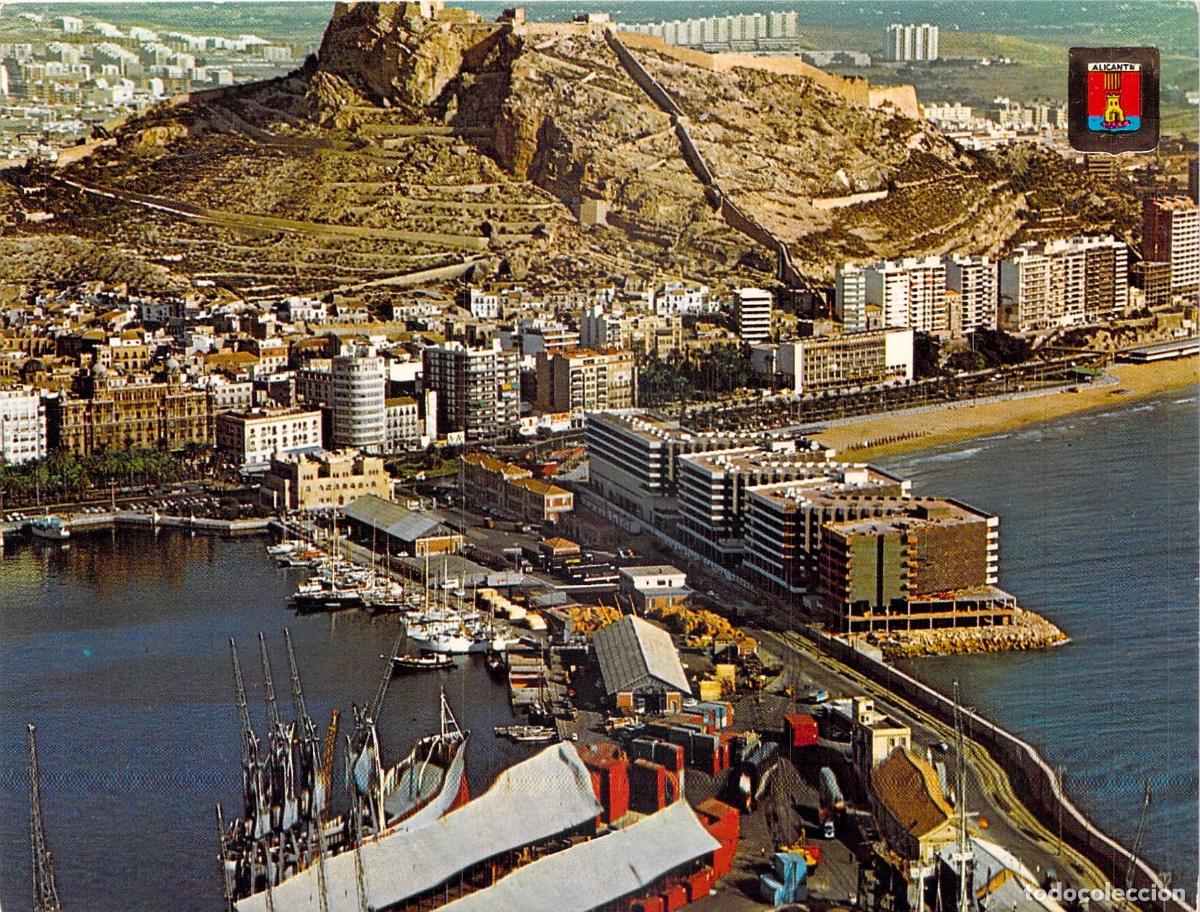 Postales: Postal de Alicante Vista General con Apartotel Meli&aacute; y Castillo