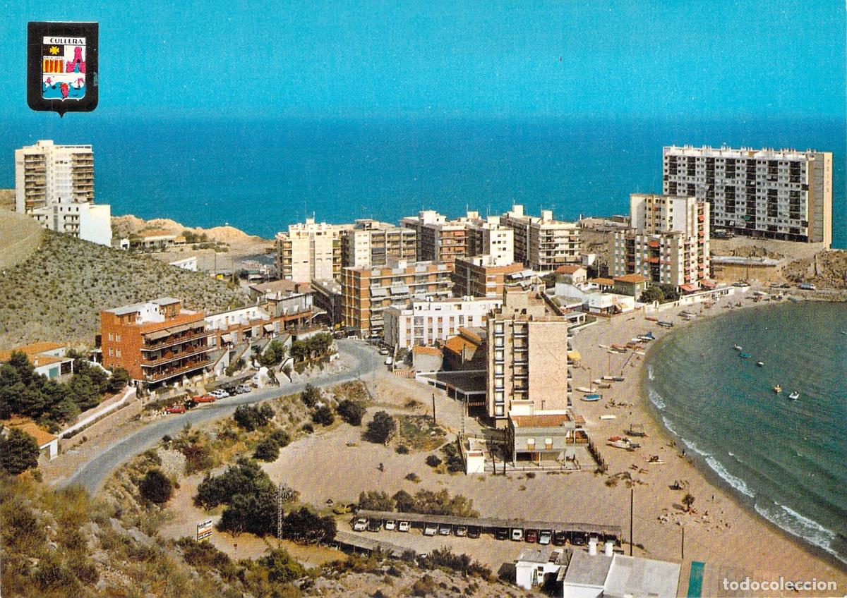 Postales: Postal de Cullera: Vista de la Playa de los Olivos y Edificios