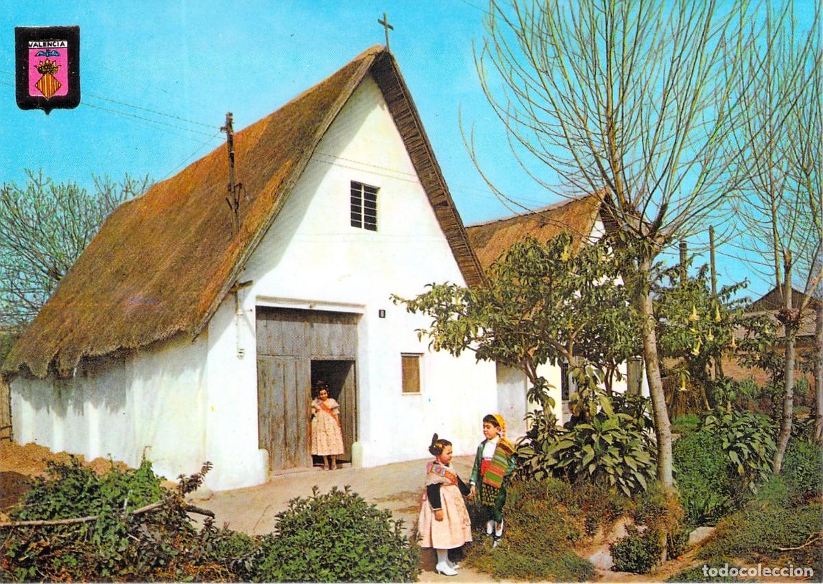 Postales: Postal Barracas Valencianas y Ni&ntilde;os con Traje Regional Escudo de Oro