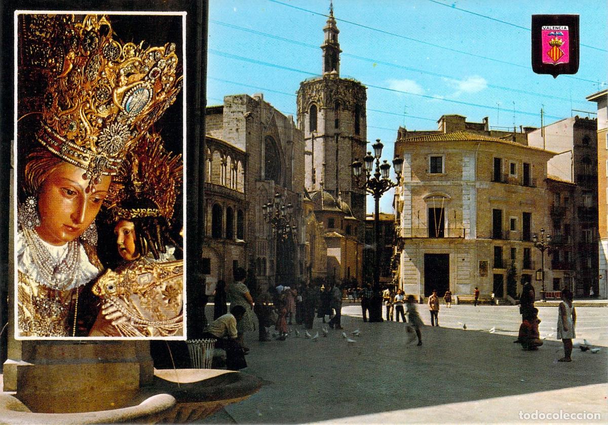 Postales: Postal Plaza de la Virgen y Virgen de los Desamparados, Valencia