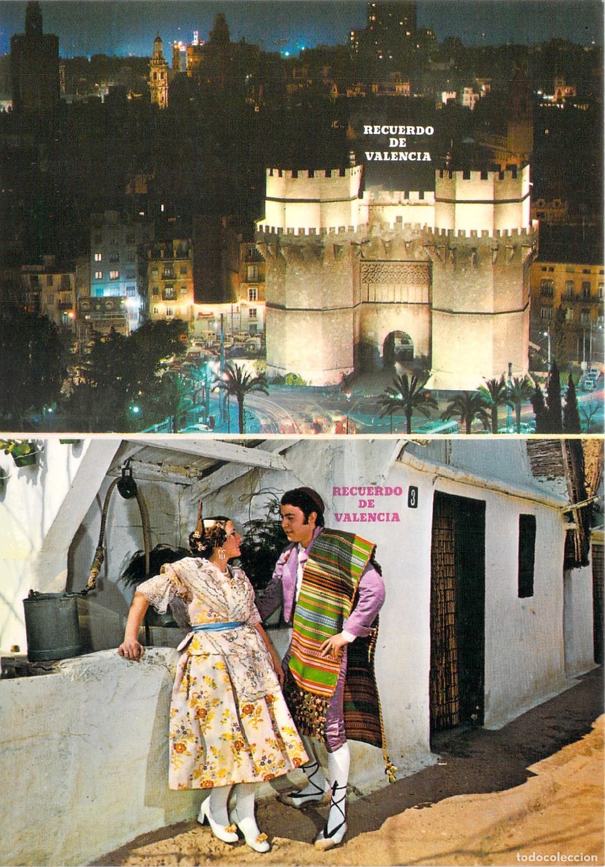 Postcards: Postal Recuerdo de Valencia Torres de Serranos y Traje Regional