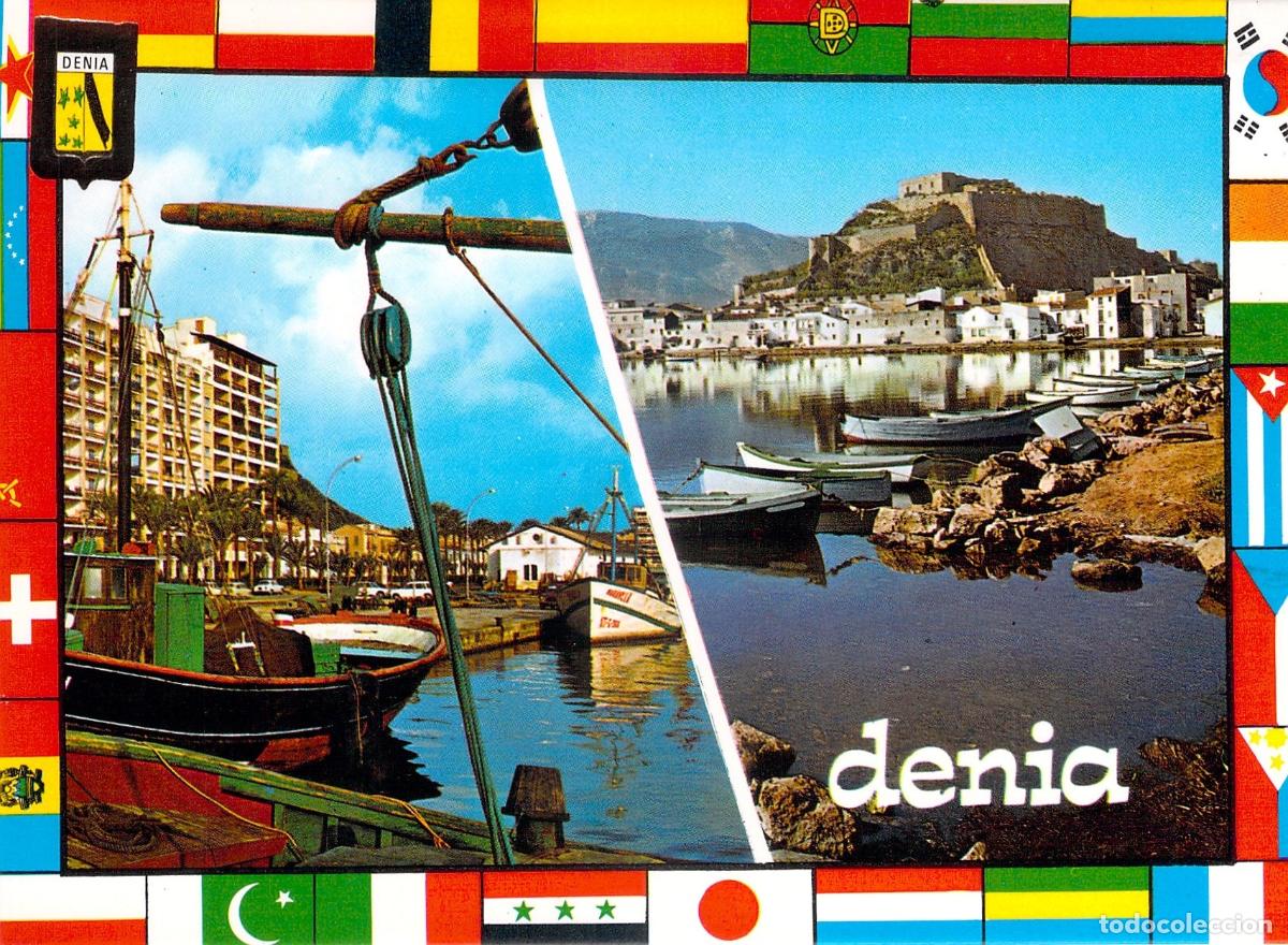 Postales: Postal de Denia, Alicante - Detalle del Puerto y Castillo