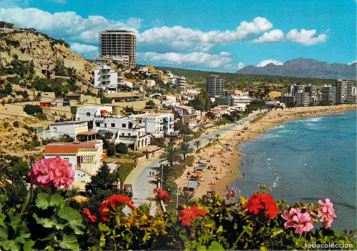Postales: Postal de Benidorm - Vista de La Cala con Flores en Primer Plano