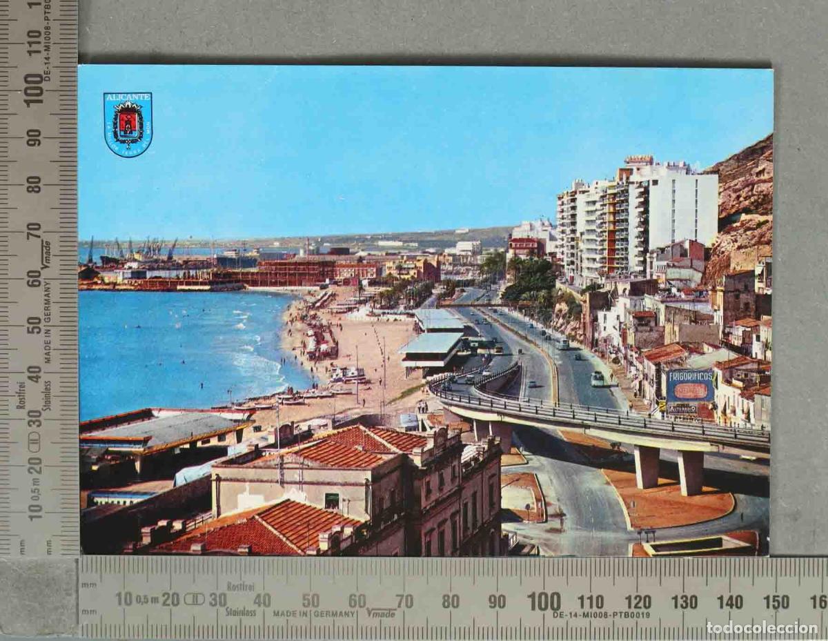 Postales: POSTAL. Alicante - Playa del Postiguet - Vista a&eacute;rea