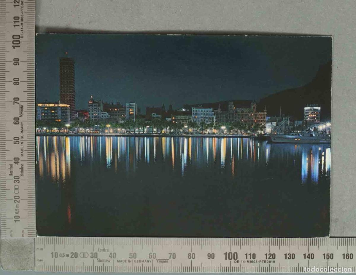 Postkarten: POSTAL. Alicante - Vista nocturna - Reflejos en el mar