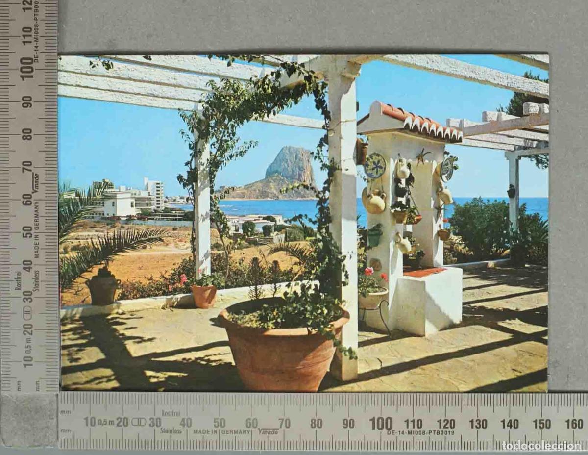 Postales: POSTAL. Calpe - Vista del Pe&ntilde;&oacute;n de Ifach desde terraza mediterr&aacute;nea