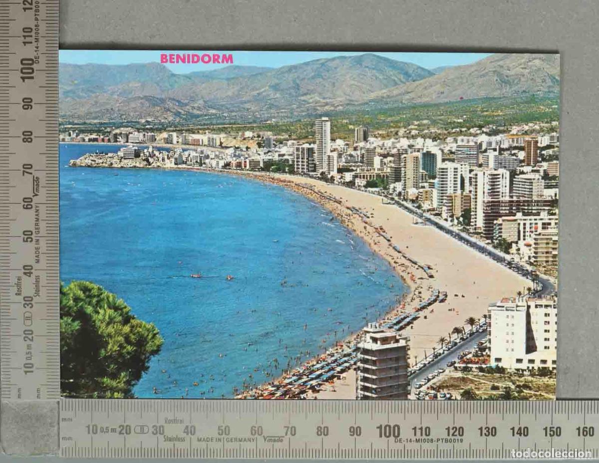 Postales: POSTAL. Benidorm - Vista a&eacute;rea - Playa de Levante - Costa Blanca - Alicante