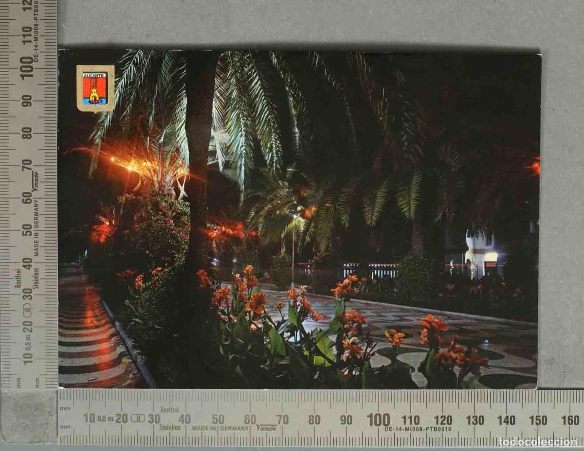 Postales: POSTAL. Alicante - Explanada de Espa&ntilde;a - Paseo Mar&iacute;timo de noche