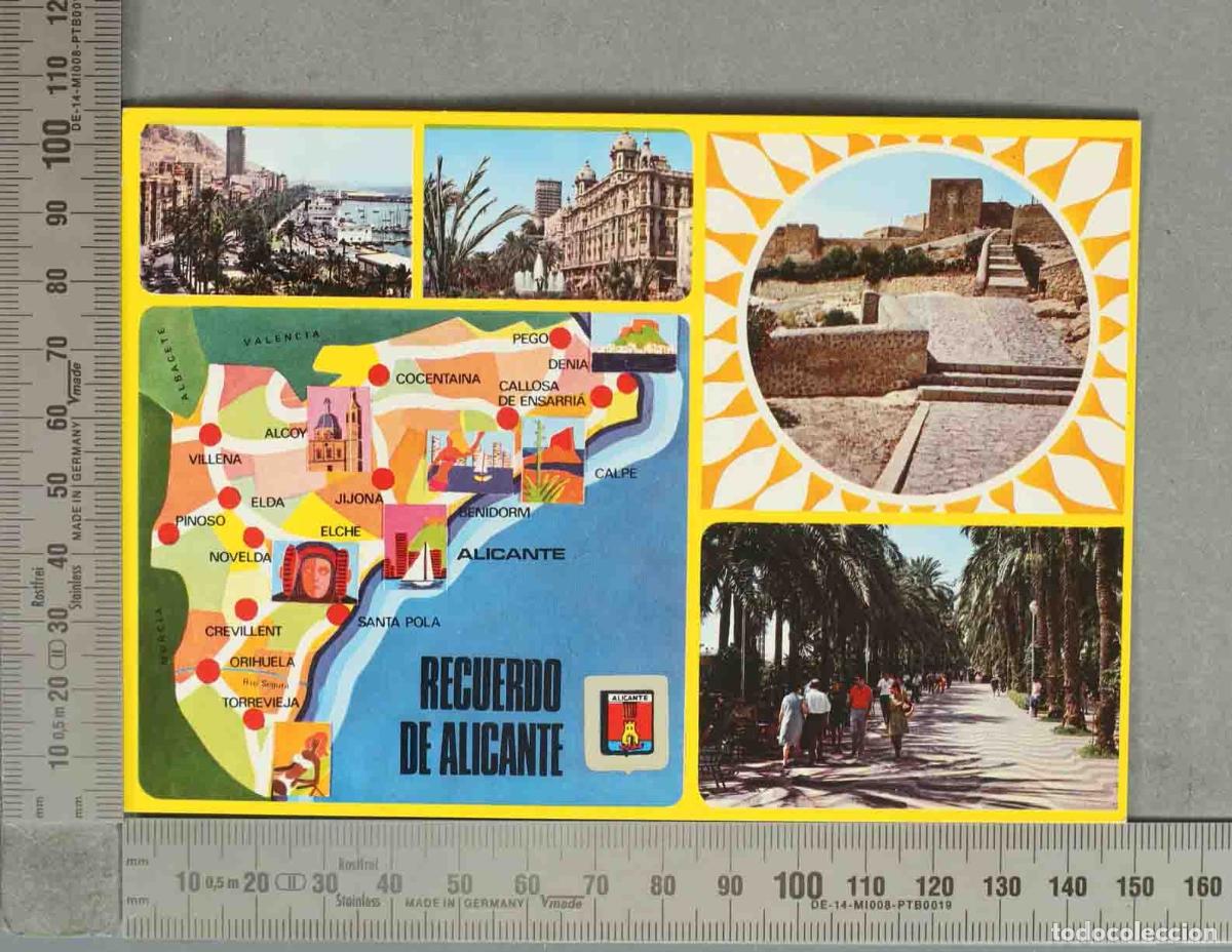 Postales: POSTAL. Recuerdo de Alicante - Mapa y vistas de la provincia