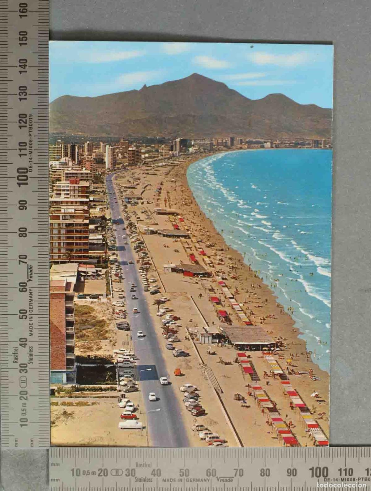 Postcards: POSTAL. Alicante - Playa de San Juan - Vista general con monta&ntilde;a al fondo