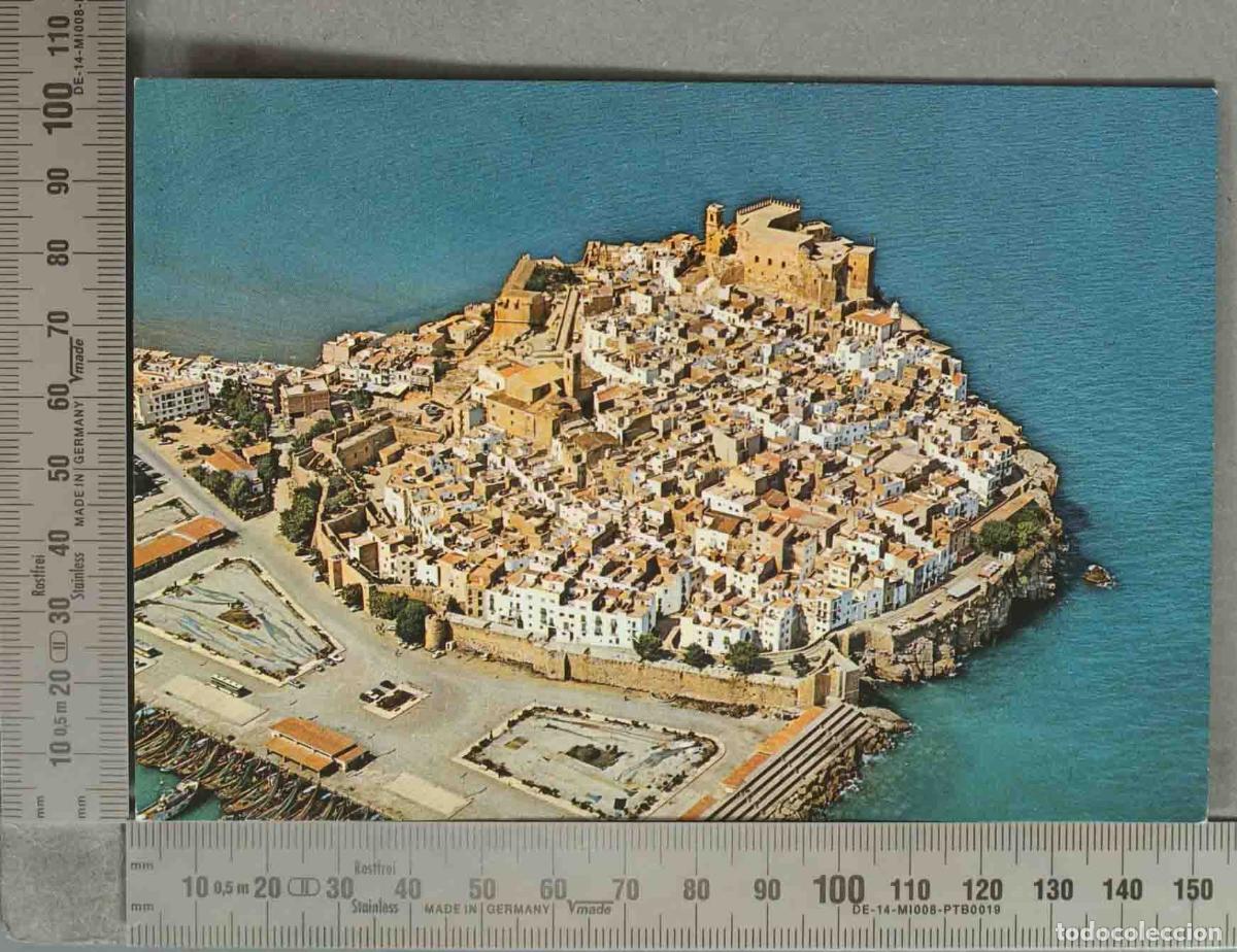 Postales: POSTAL. Pe&ntilde;&iacute;scola - Vista a&eacute;rea con el Castillo de Papa Luna