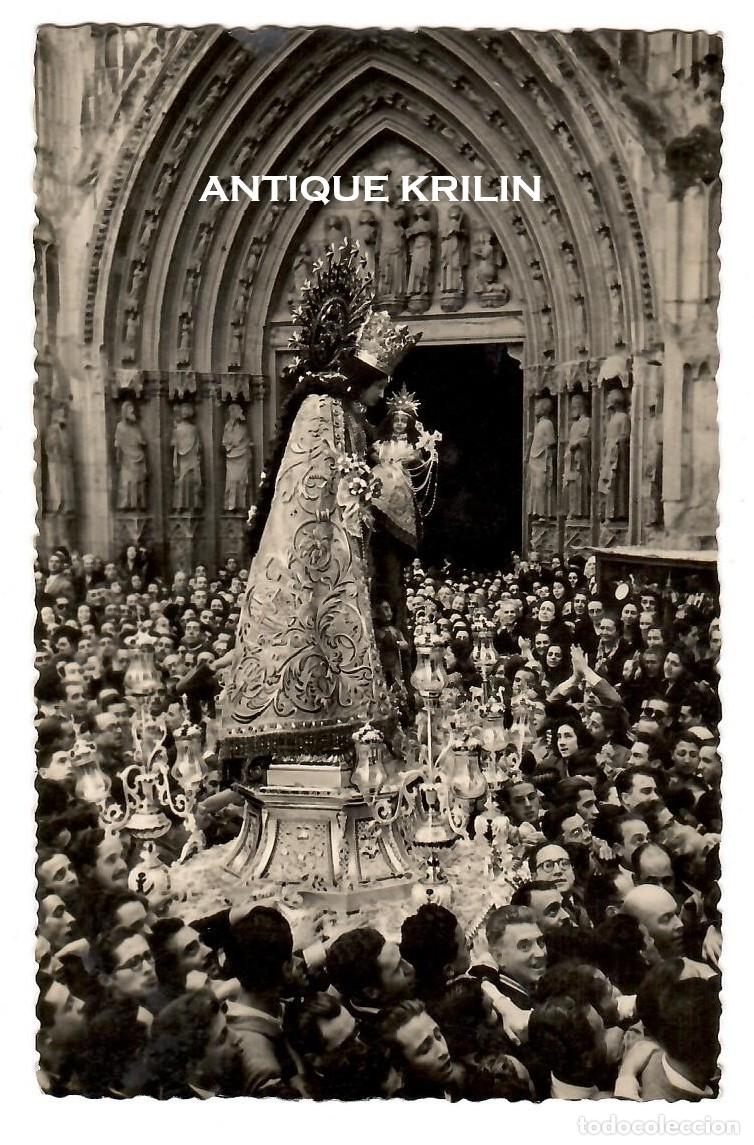 Postales: VALENCIA N&ordm; 121 TRASLADO VIRGEN DESDE CAPILLA A LA CATEDRAL / JDP / SIN FRANQUEAR PERO ESCRITA