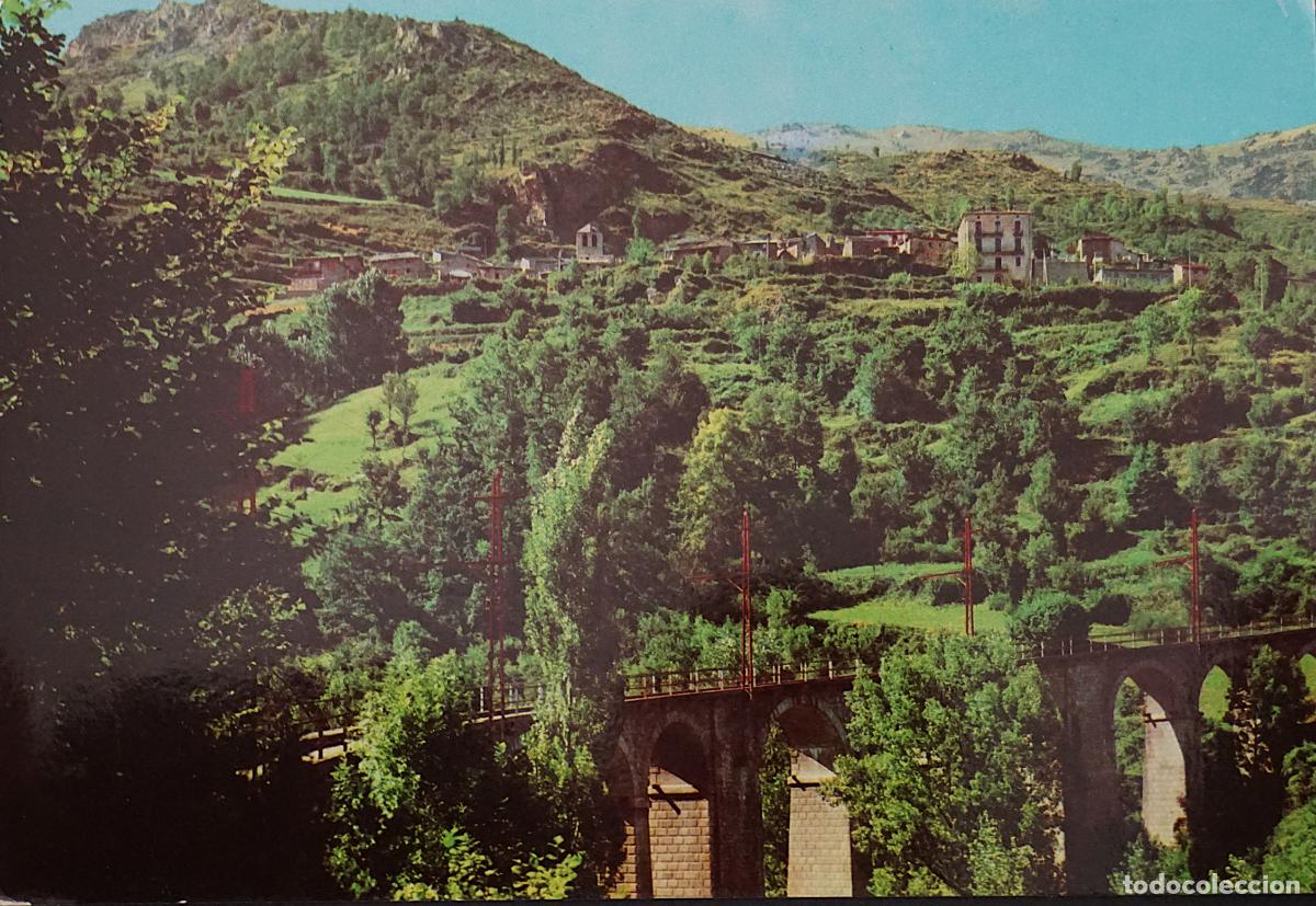 Postales: Queralbs, vista y puente cremallera de Nuria, postal sin circular editada el a&ntilde;o 1964