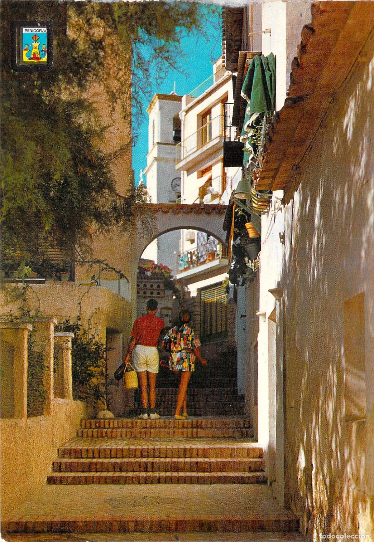 Postales: Postal Benidorm Callej&oacute;n de los Gatos Alicante Escudo de Oro