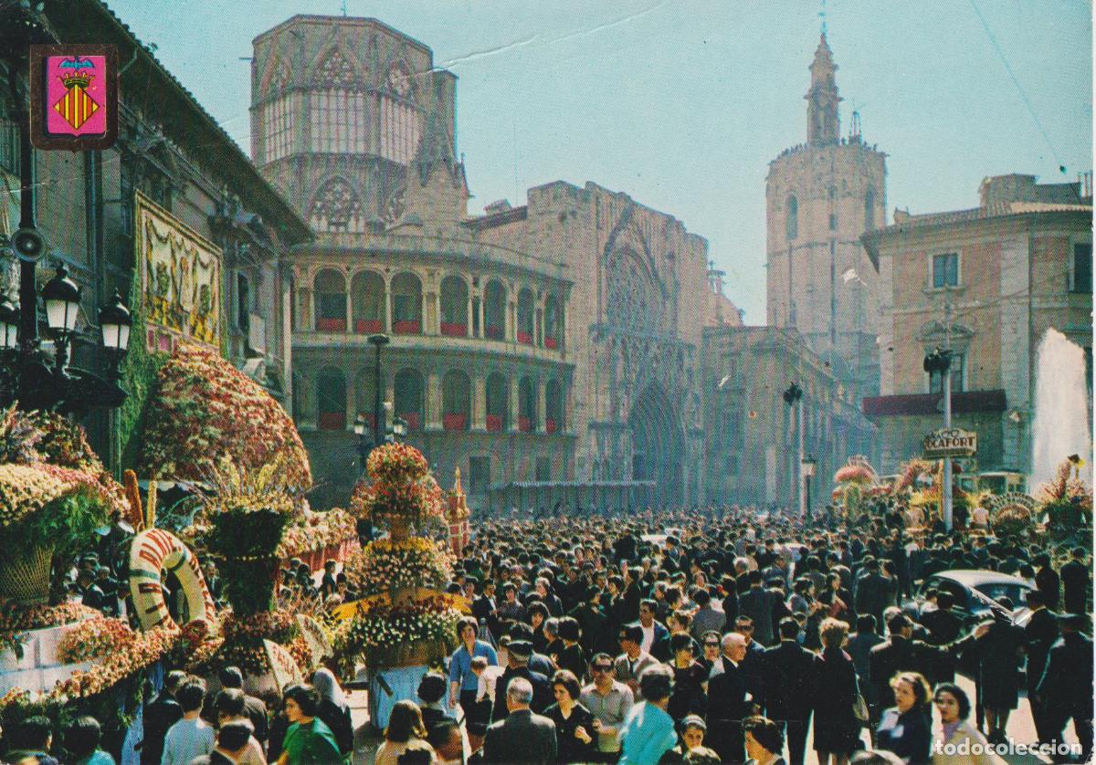 Postales: VALENCIA, PLAZA DE LA VIRGEN EN DIA DE FALLAS &ndash; ESCUDO DE ORO N&ordm;923 &ndash; S/C