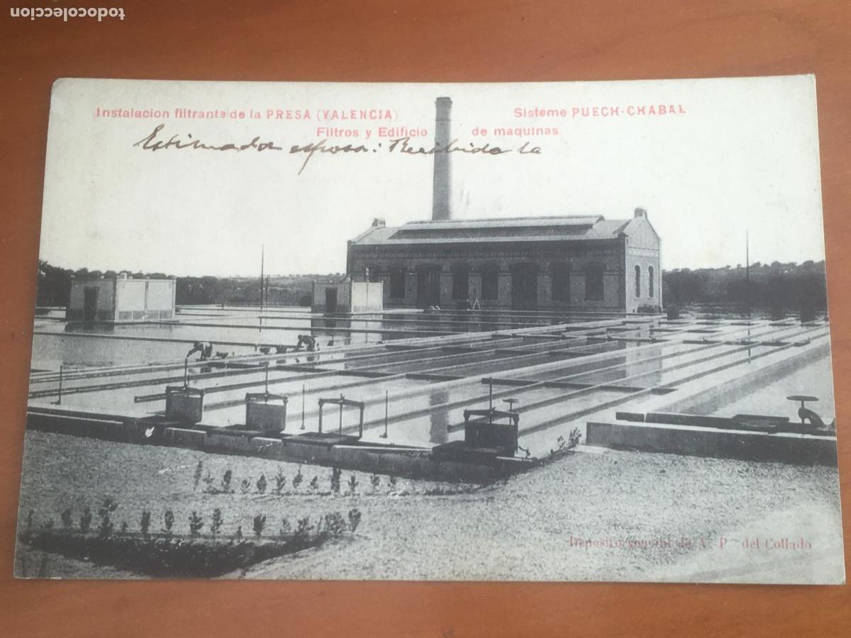 Postales: instalacion filtrante de la presa valencia postal original