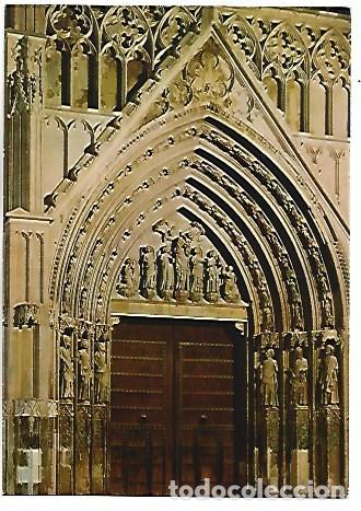 Postales: CATEDRAL, PUERTA DE LOS APOSTOLES, NOCTURNA.- VALENCIA