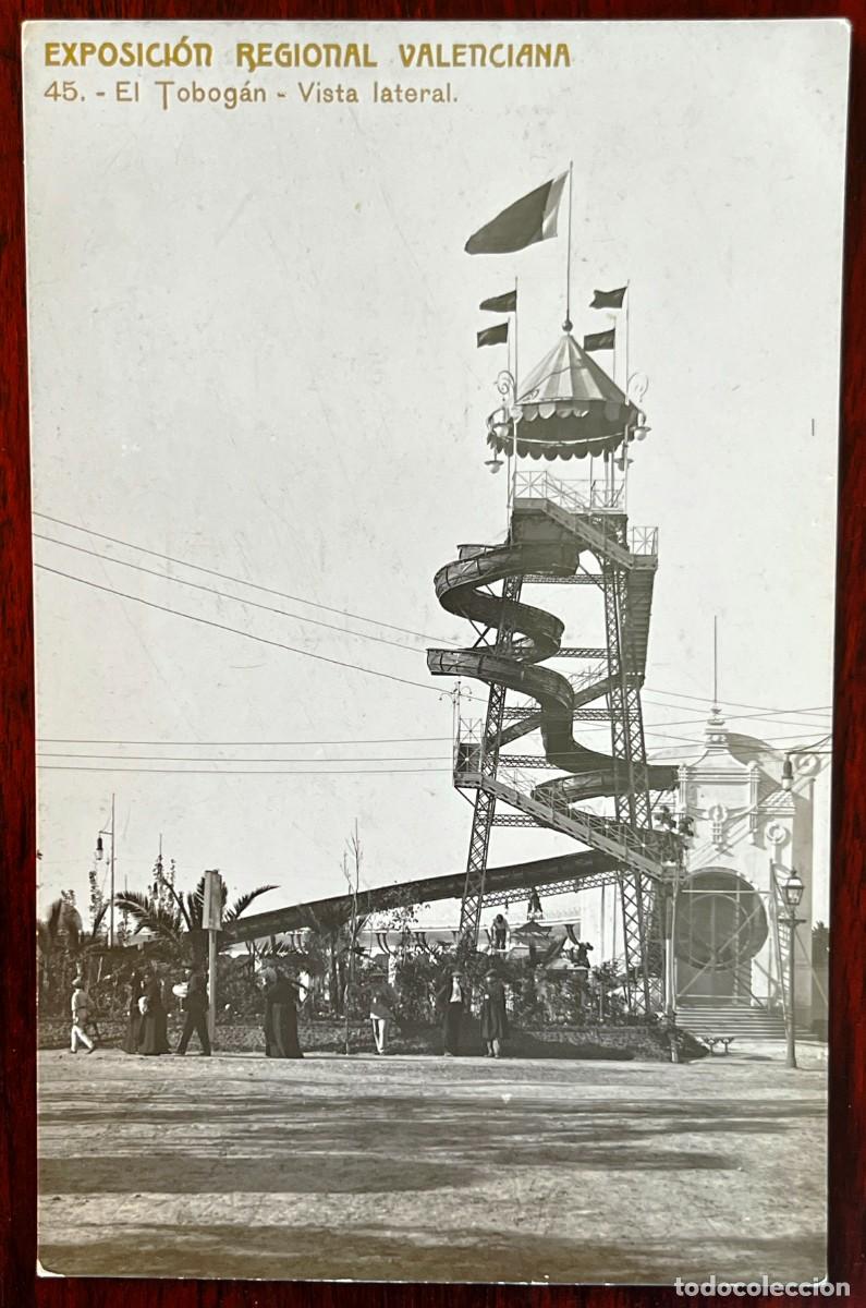 Postales: EXPOSICI&Oacute;N REGIONAL VALENCIANA 1909, EL TOBOG&Aacute;N, VISTA LATERAL, POSTAL FOTOGR&Aacute;FICA N&ordm; 45