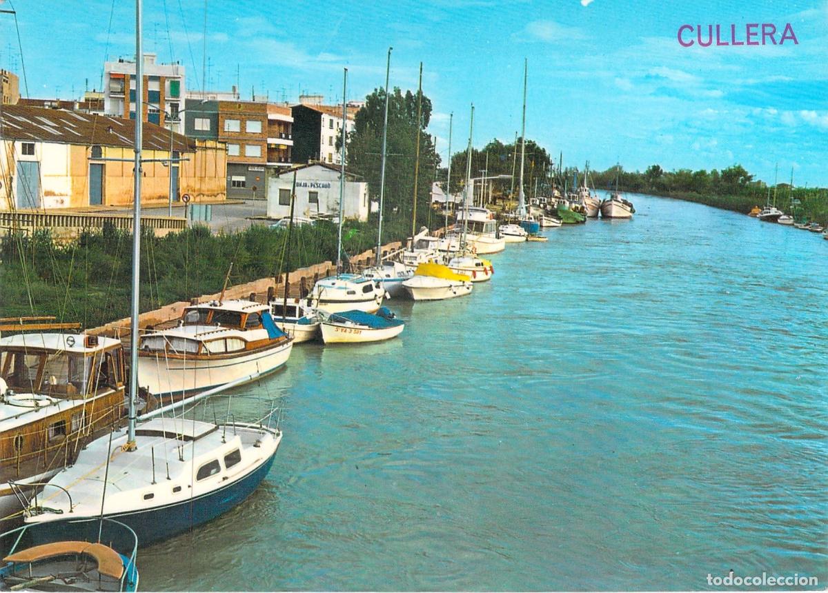 Postales: Postal Cullera Embarcadero R&iacute;o J&uacute;car Valencia con Barcos