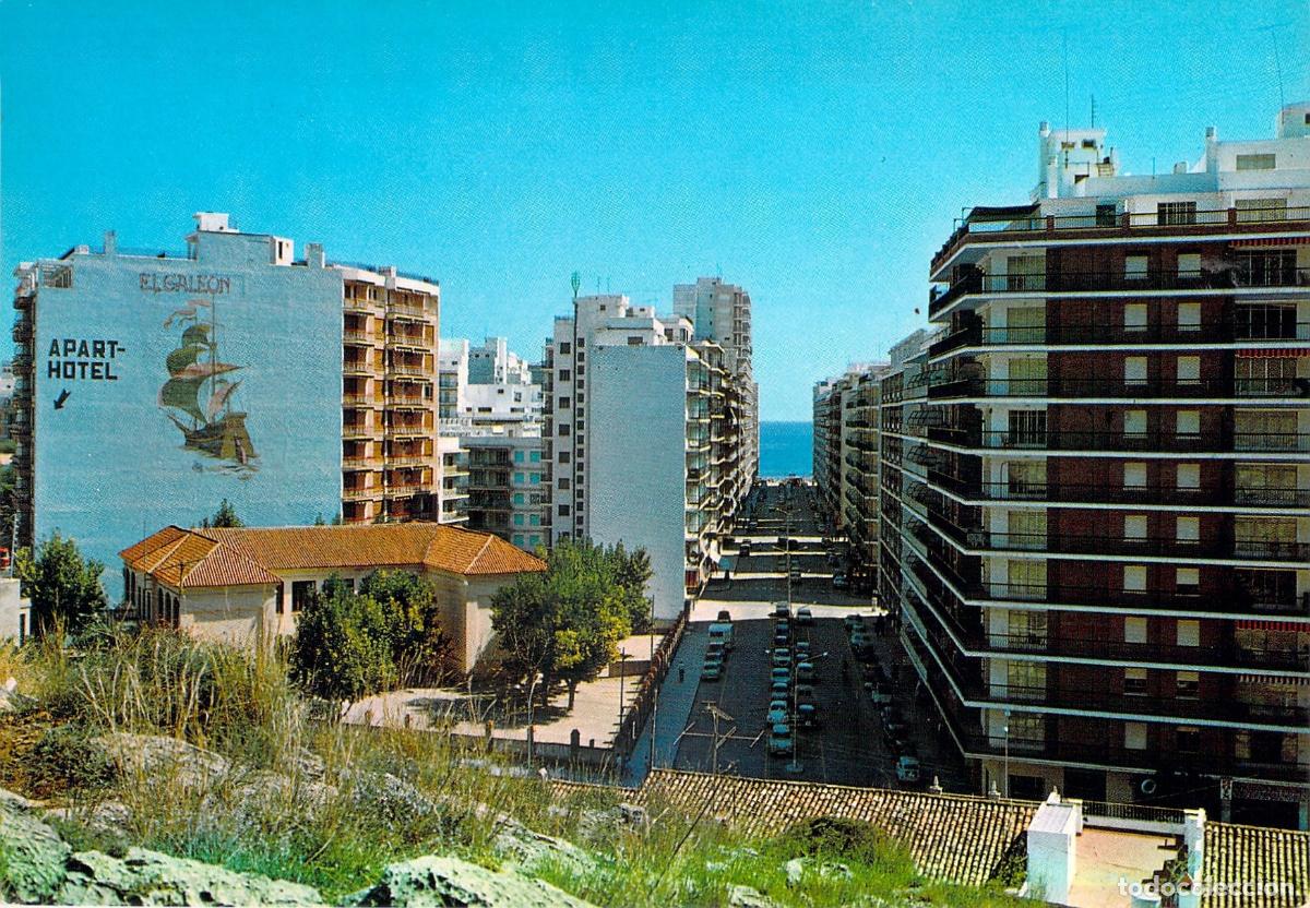 Postales: Postal de Cullera, Calle del Caba&ntilde;al con Apart-Hotel El Gale&oacute;n