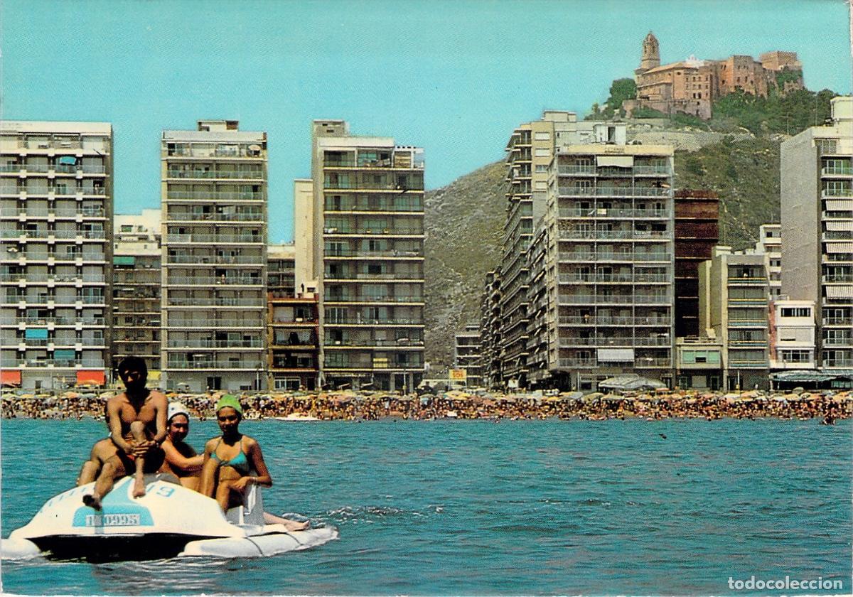 Postales: Postal de Cullera Valencia Playa y Castillo con Hidropedal