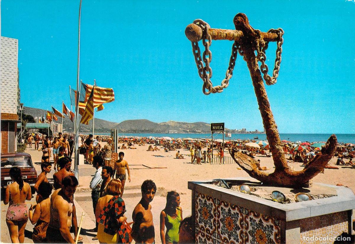Postales: Postal Tur&iacute;stica de la Playa de Cullera y Monumento del Ancla, Valencia