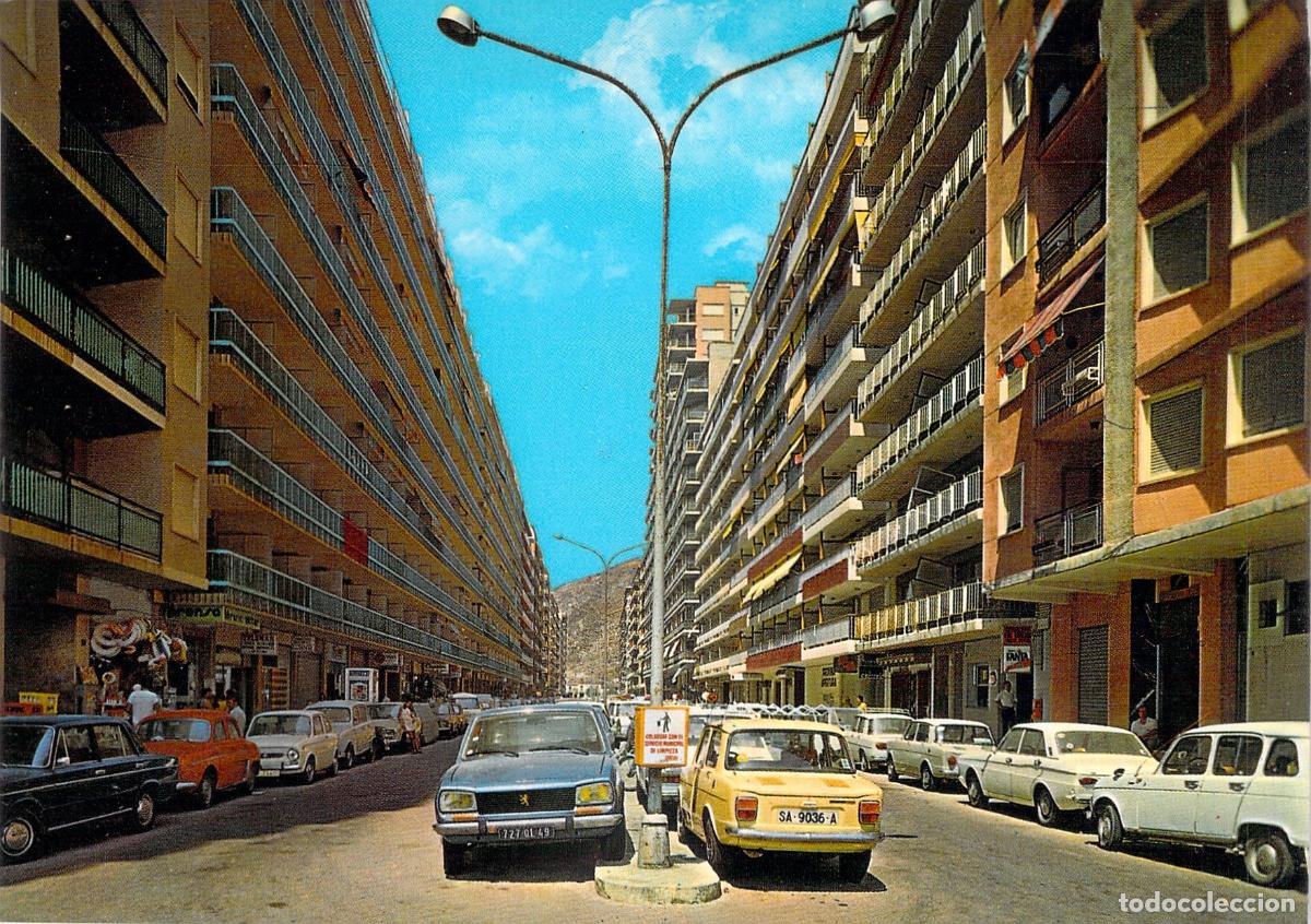 Postales: Postal Cullera Valencia Avenida Caba&ntilde;al con Coches Cl&aacute;sicos