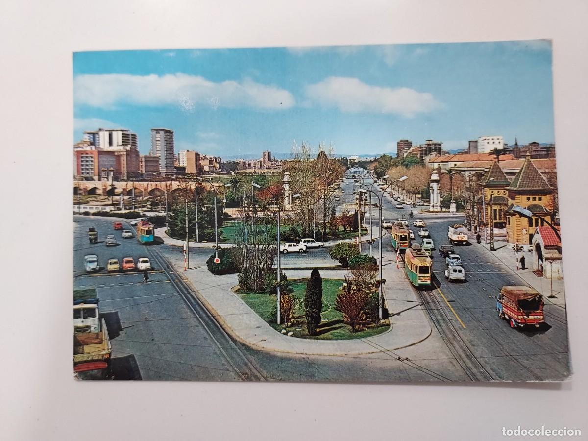 Postales: POSTAL VALENCIA PLAZA DE ARAGON Y ALAMEDA. 1968. CIRCULADA. TRANVIA CINZANO
