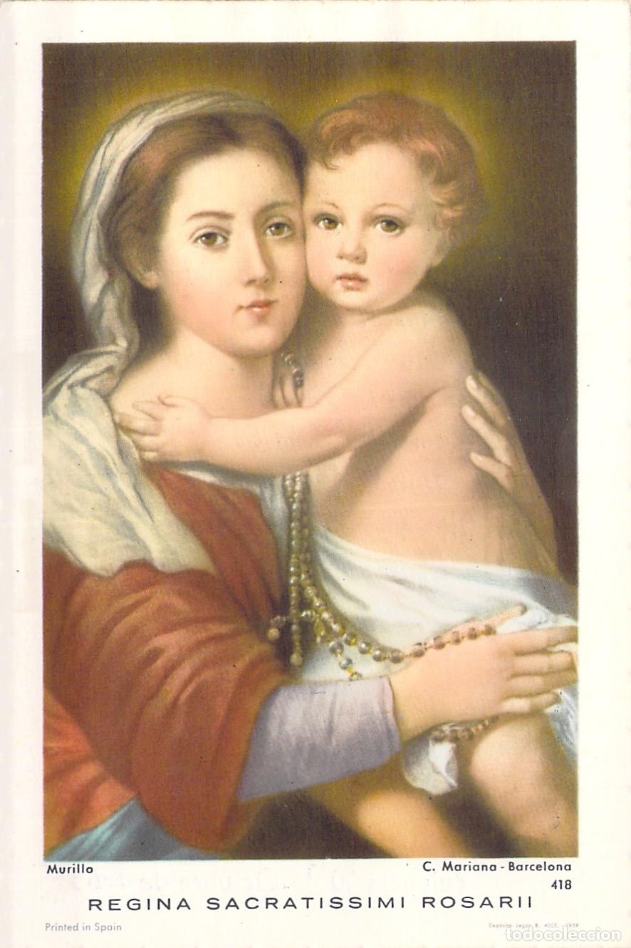 Postales: Estampa Virgen del Rosario Regina Sacratissimi Rosarii Murillo Valencia