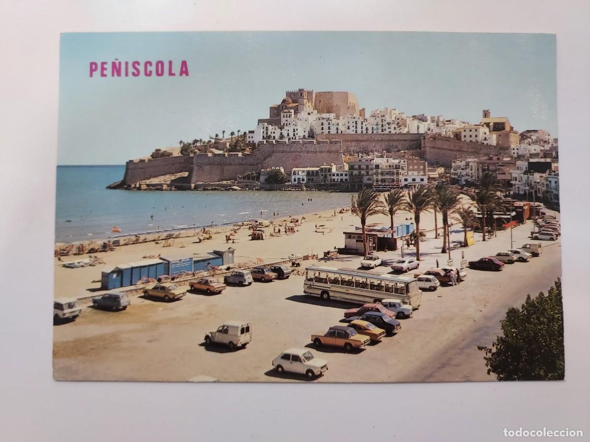 Postales: POSTAL PE&Ntilde;ISCOLA PLAYA. 1977. ESCRITA. CASTELLON. COCHES 1970