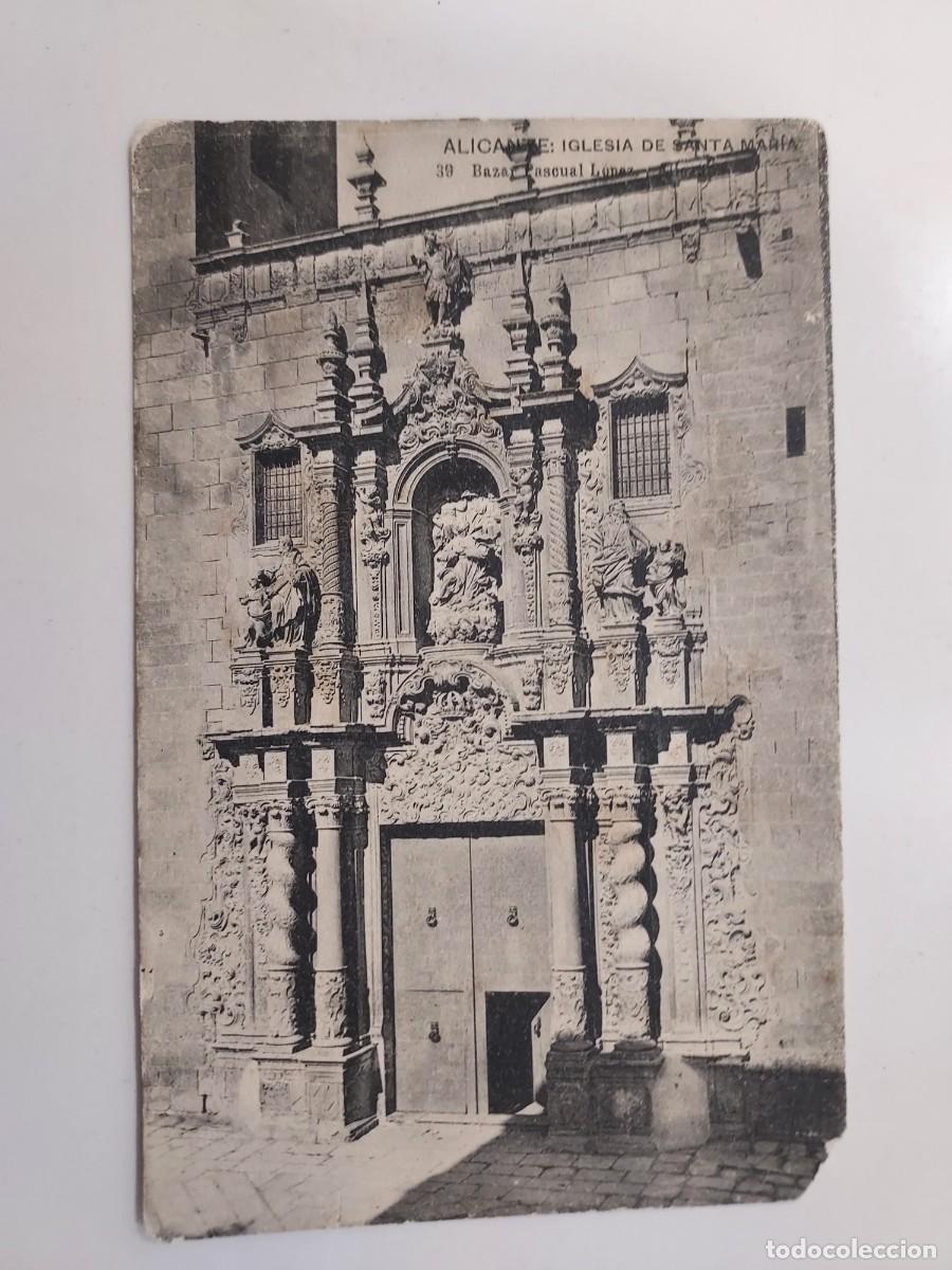 Postales: POSTAL ALICANTE IGLESIA DE SANTA MARIA. SIN CIRCULAR. BAZAR PASCUAL LOPEZ