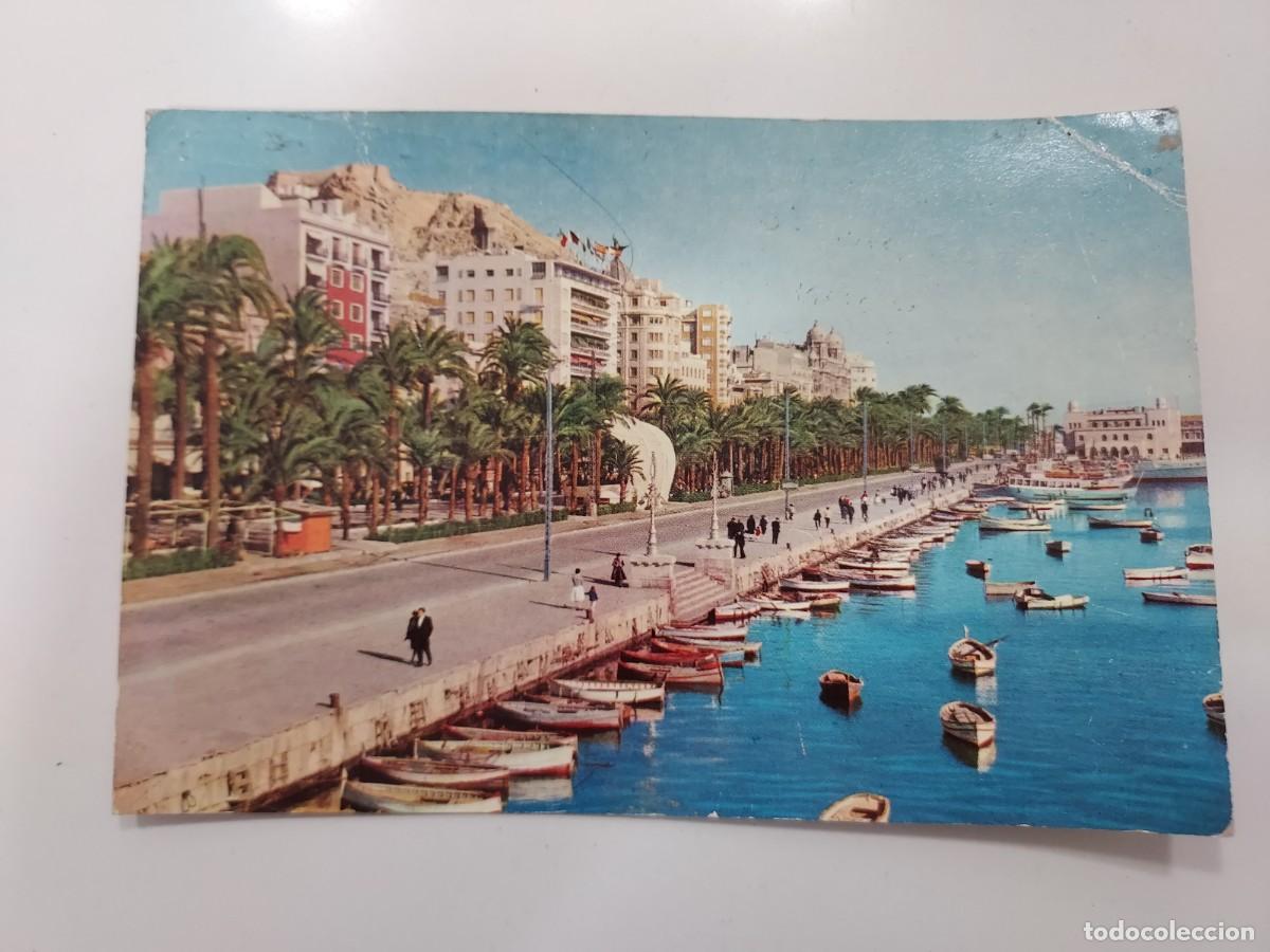 Postales: POSTAL ALICANTE EXPLANADA Y PUERTO. 1960. CIRCULADA. JUQUEMO